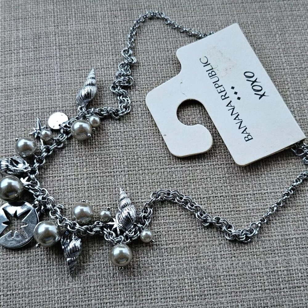 Banana Republic Women Necklace Fashion Jewelry Faux Pearl Star Round NWT $40